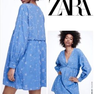 Zara Dresses Zara Short Embroidered Dress medium Blue medium